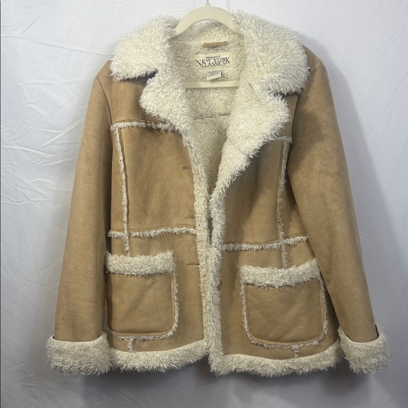 New York & Company Jackets & Blazers - New York & Company Cream and Tan Teddy Jacket